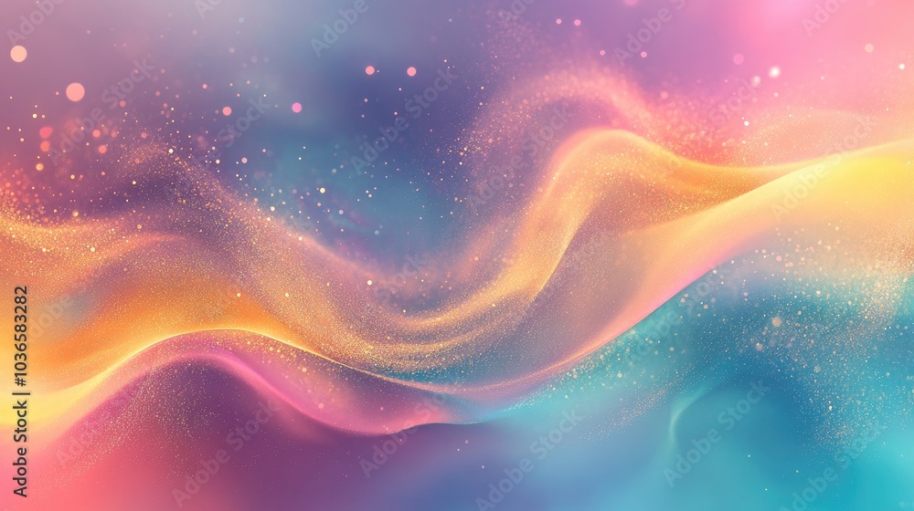 Poster elegant abstract background featuring multicolored waves and sparkling glitter