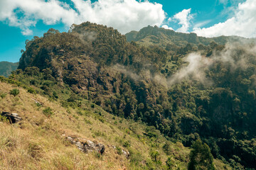 Scenic view of a mountain landscapes at Kwa Mkeka Peak on the Usambara Mountains in Lushoto, Tanga Region, Tanzania 
