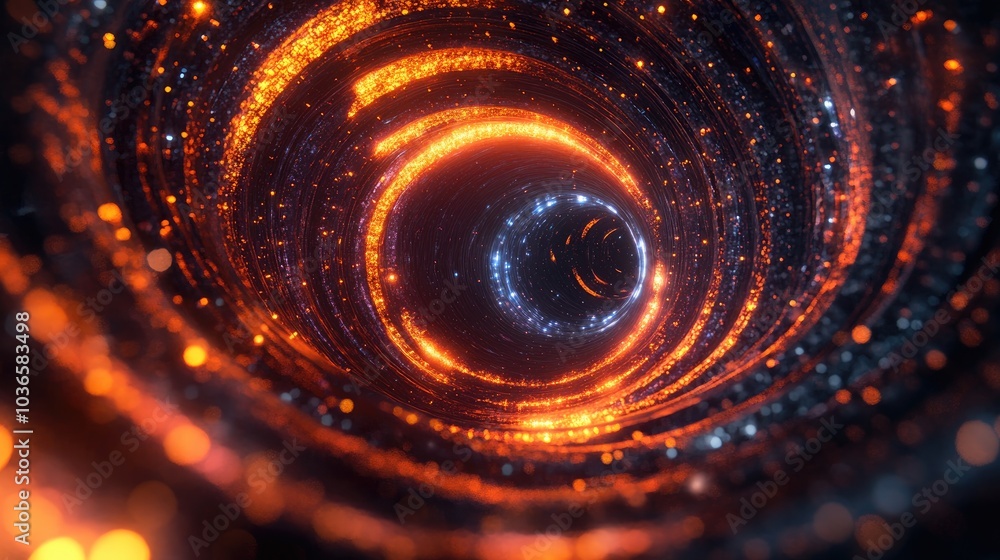 Poster 3d illustration of a cartoon rendering depicting a tunnel or wormhole that connects different univer