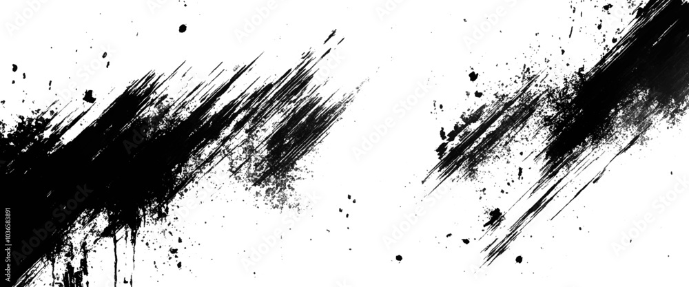 Poster vector brush stroke scratch and texture elements for design.
