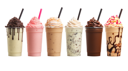 Mocha coffee ice cream milk shake on white isolated on clear png background and transparent background. food drink and dessert concept for cafe and restaurent, AI generative.