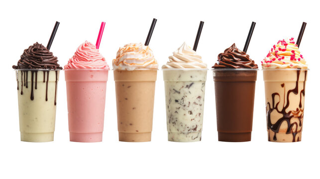 Mocha coffee ice cream milk shake on white isolated on clear png background and transparent background. food drink and dessert concept for cafe and restaurent, AI generative.