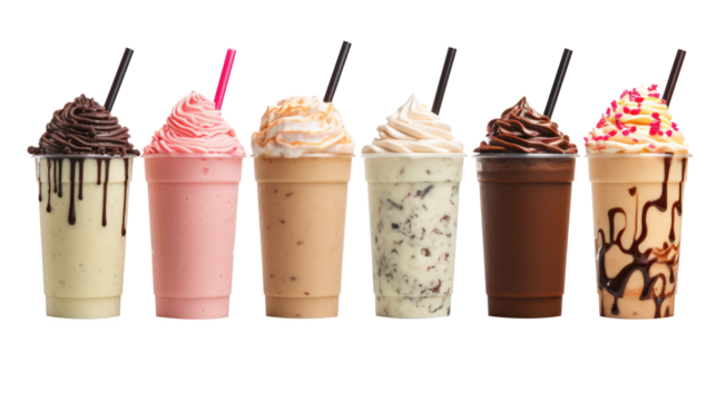 Mocha coffee ice cream milk shake on white isolated on clear png background and transparent background. food drink and dessert concept for cafe and restaurent, AI generative.