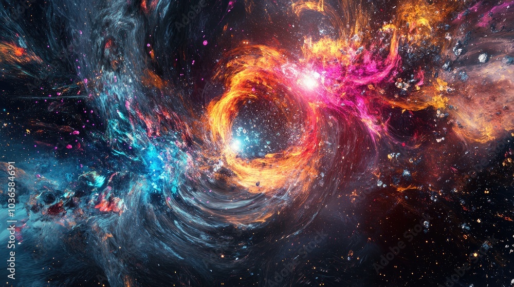 Aufkleber abstract hyper jump illustration in 3d cartoon rendering of flight in space