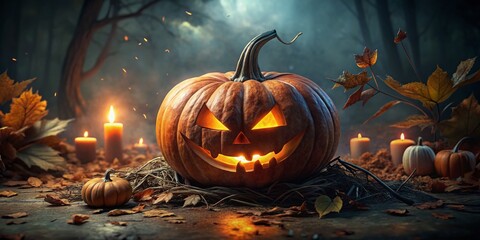 halloween pumpkin on a tree