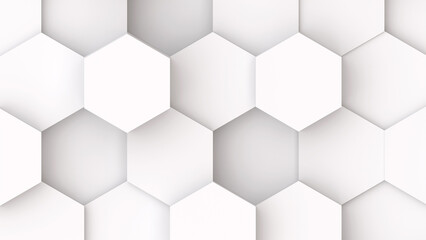 Fototapeta premium White hexagons geometric background, minimal honeycomb pattern wallpaper.