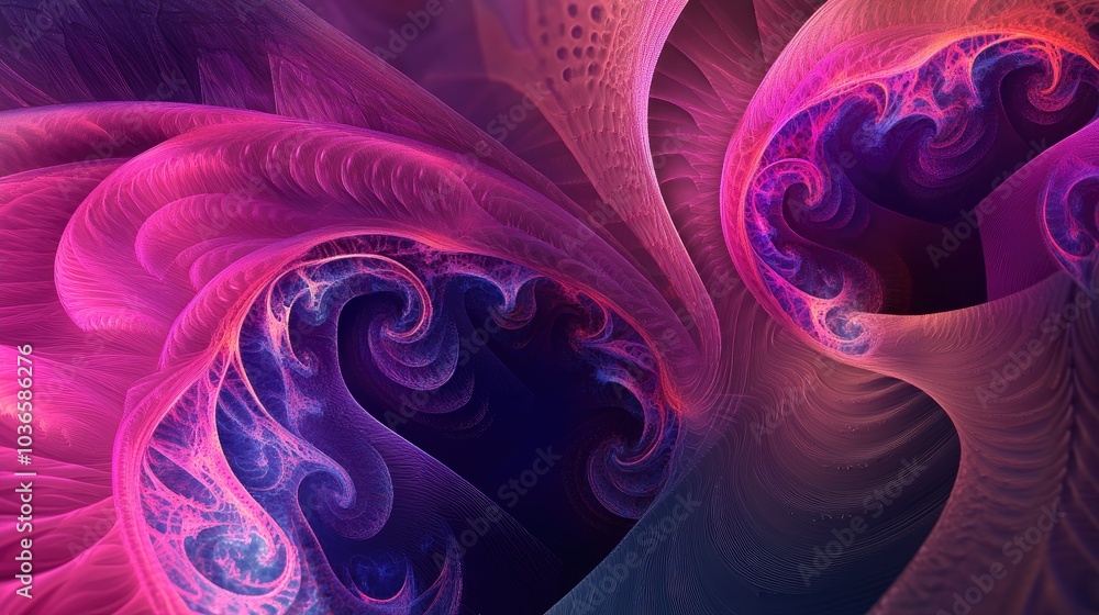 Poster futuristic background featuring an abstract fractal fantasy design in a three dimensional illustrati