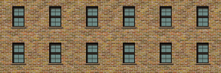Brick wall facade with windows