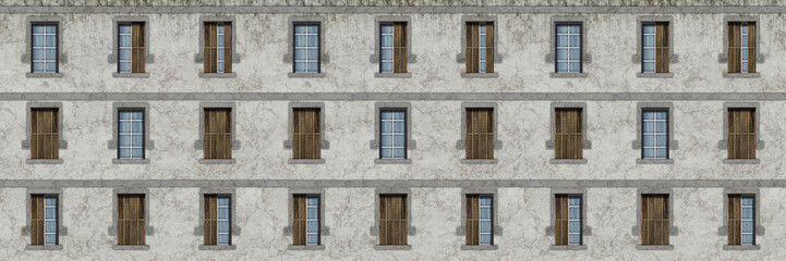 Brick wall facade with windows