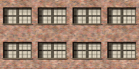 Brick wall facade with windows