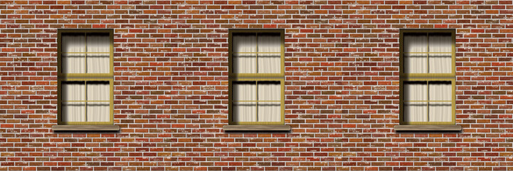 Brick wall facade with windows