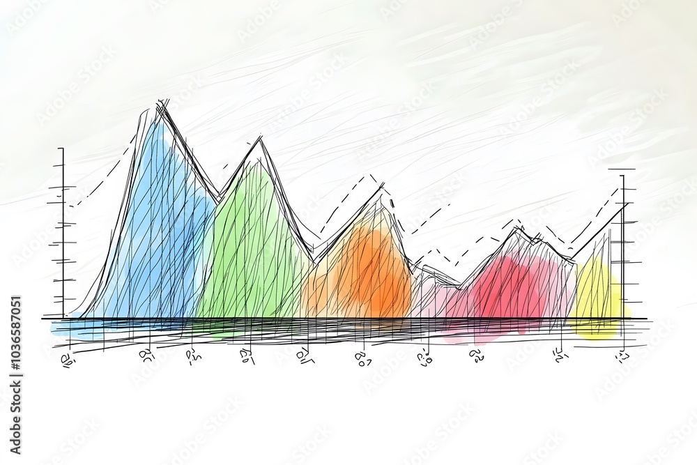 Aufkleber hand-drawn watercolor chart with fluctuating data points