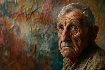 Senior man with an abstract, textured background