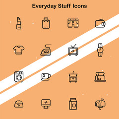 Set of everyday icons representing various daily objects and items perfect for lifestyle and general themes.
