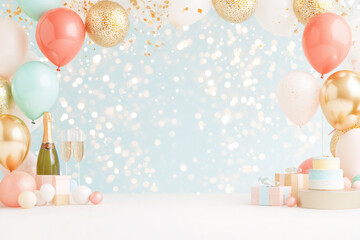 Balloons and Gifts on a Table in a Festive Celebration