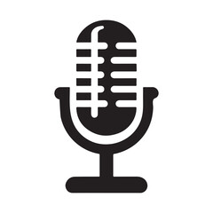 Microphone Icon Silhouette Logo Sticker Vector Isolated on White Background Audio Symbol Design