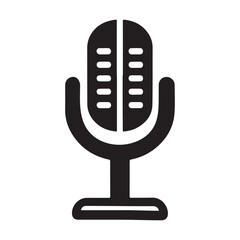 Microphone Icon Silhouette Logo Sticker Vector Isolated on White Background Audio Symbol Design