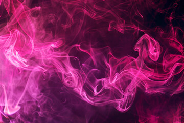 Neon atmospheric pink smoke on black background. Realistic scene close up.