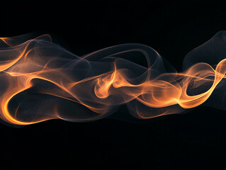 Neon atmospheric orange smoke on black background. Realistic scene close up.