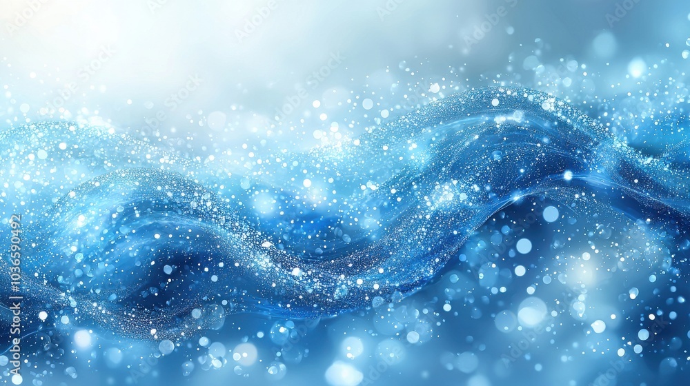 Poster glimmering blue waves with shimmering lights create a mesmerizing abstract background in a peaceful 