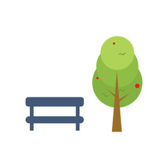 Park tree and bench icon