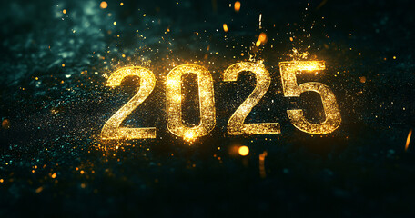 2025 Happy New Year Celebration With Glitter And Fireworks In Eve Night
