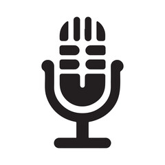 Microphone Icon Silhouette Logo Sticker Vector Isolated on White Background Audio Symbol Design