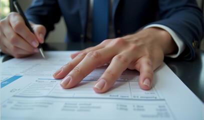 a close-up image of the hand of a professional chartered accountant engaged in work