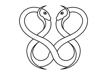 Minimalist Continuous Line Drawing of Intertwined Snakes – Vector Art