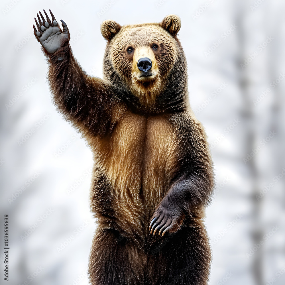 Canvas Prints Grizzly bear standing waving its arms, Generative AI