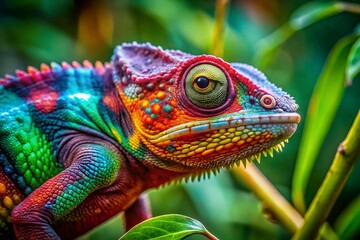 Obraz premium Chameleons: masters of color-changing camouflage with a mesmerizing display of textures.