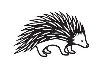 North American porcupine silhouette vector illustration