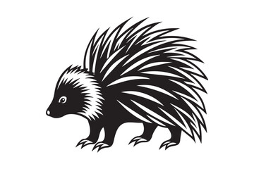 North American porcupine silhouette vector illustration