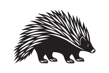 North American porcupine silhouette vector illustration