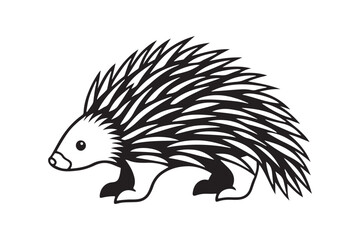 North American porcupine silhouette vector illustration