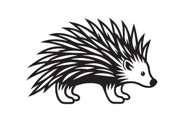 North American porcupine silhouette vector illustration
