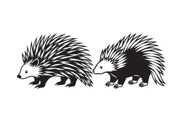 North American porcupine silhouette vector illustration