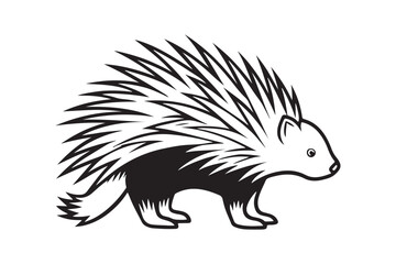 North American porcupine silhouette vector illustration