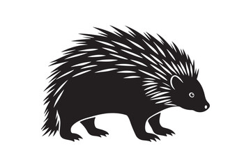 North American porcupine silhouette vector illustration