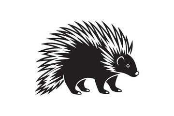 North American porcupine silhouette vector illustration