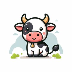 Obraz premium A cow cartoon clipart isolated on white background