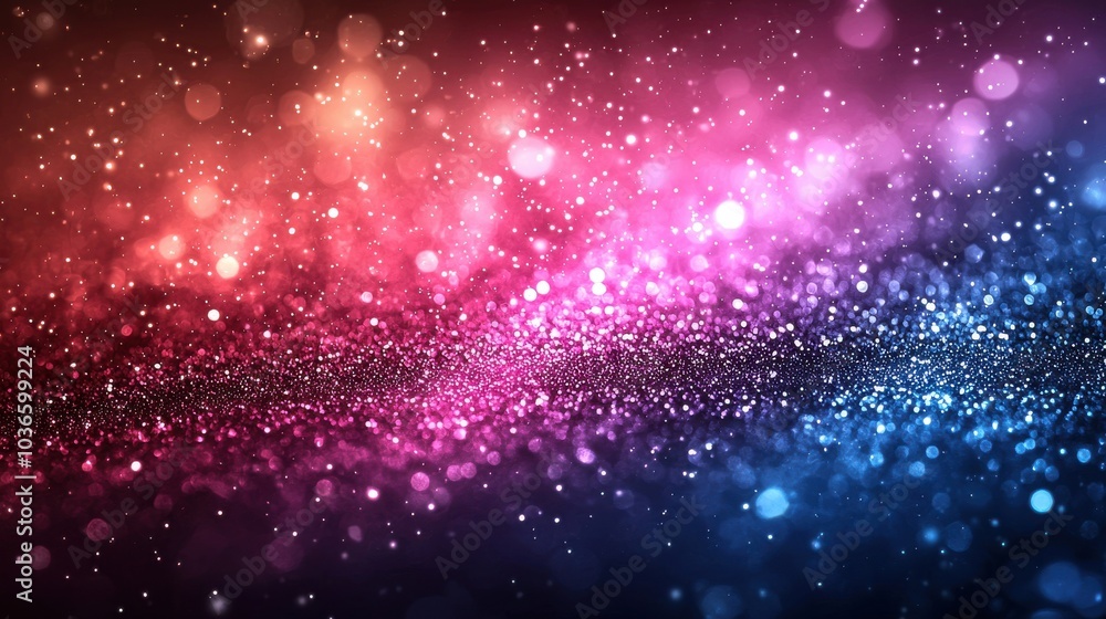 Poster a colorful display of sparkles transitioning from blue to pink, creating a dreamy background effect 