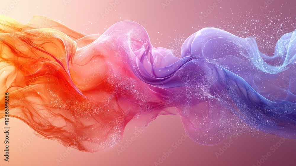 Poster colorful waves of flowing fabric blend smoothly in an artistic display of motion and light against a