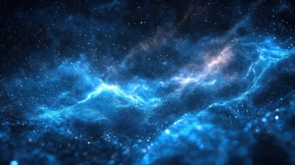 Obraz premium Captivating view of swirling cosmic dust and bright starlight in a vibrant blue galaxy during a serene night