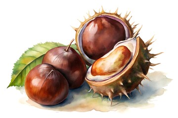 Watercolor hand drawn Chestnut