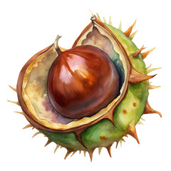 Watercolor hand drawn Chestnut