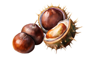 Watercolor hand drawn Chestnut