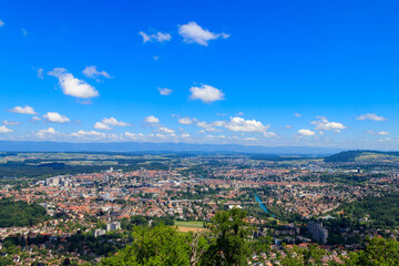 Aerial view of Bern city from Gurten mountain, Switzerland