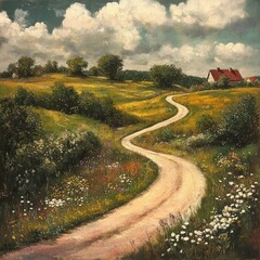 Fototapeta premium . Landscape with winding country road