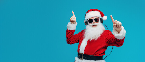 Joyful Santa with cool shades, enjoying festive vibes